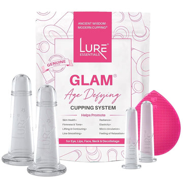 Glam Facial Face Cupping Set - Cupping Therapy Sets Massage Kit With Silicone Cleansing Brush For Instantly Ageless Skin, Works For Fine Lines & Wrinkles, Improves Collagen (Glam - Pink)