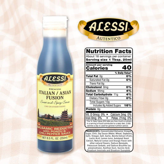 Alessi Balsamic Vinegar Reduction, Autentico from Italy, Ideal on Caprese Salad, Fruits, Cheeses, Meats, Marinades (Italian & Asian Fusion, 8.5 Fl Oz (Pack of 6))