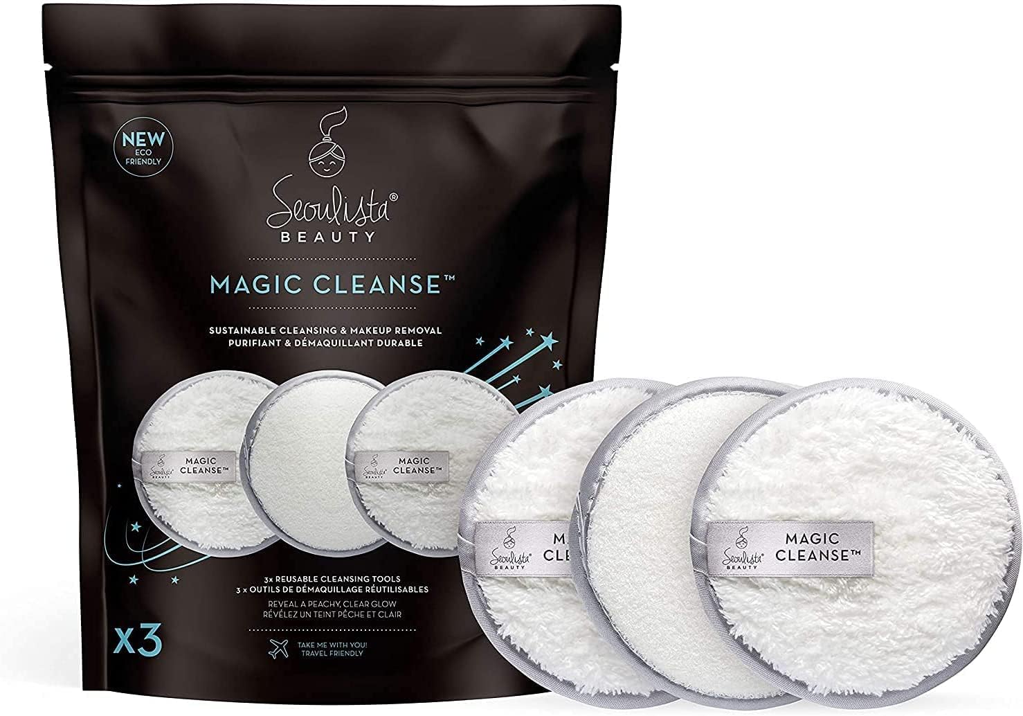 Seoulista Beauty® Magic Cleanse™ 3 Pack | Exfoliation And Face Cleansing Chemical Free | Dermatologist Created Korean Skin Care | Free Makeup Remover Reusable Over 200X | Sustainable Award Winning