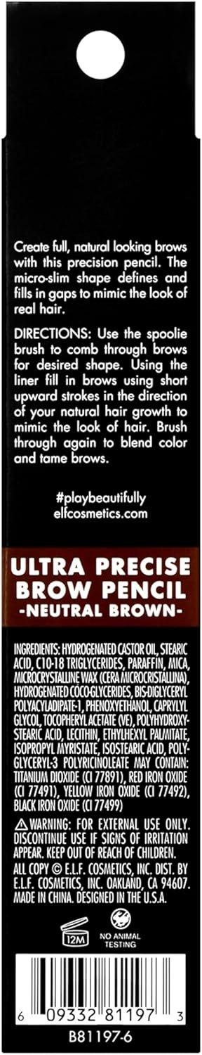 e.l.f. Ultra Precise Brow Pencil, Creamy, Micro-Slim, Precise, Defines, Creates Full, Natural-Looking Brows, Tames and Combs Brow Hair, Brunette 0.05g : Amazon.co.uk: Beauty