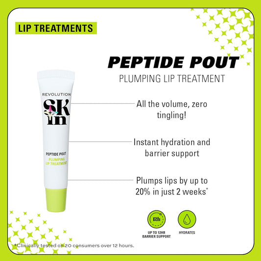 Revolution Skincare, Peptide Pout Plumping Lip Balm, Plumping & Nourishing Formula For Fuller Looking Lips, 15Ml