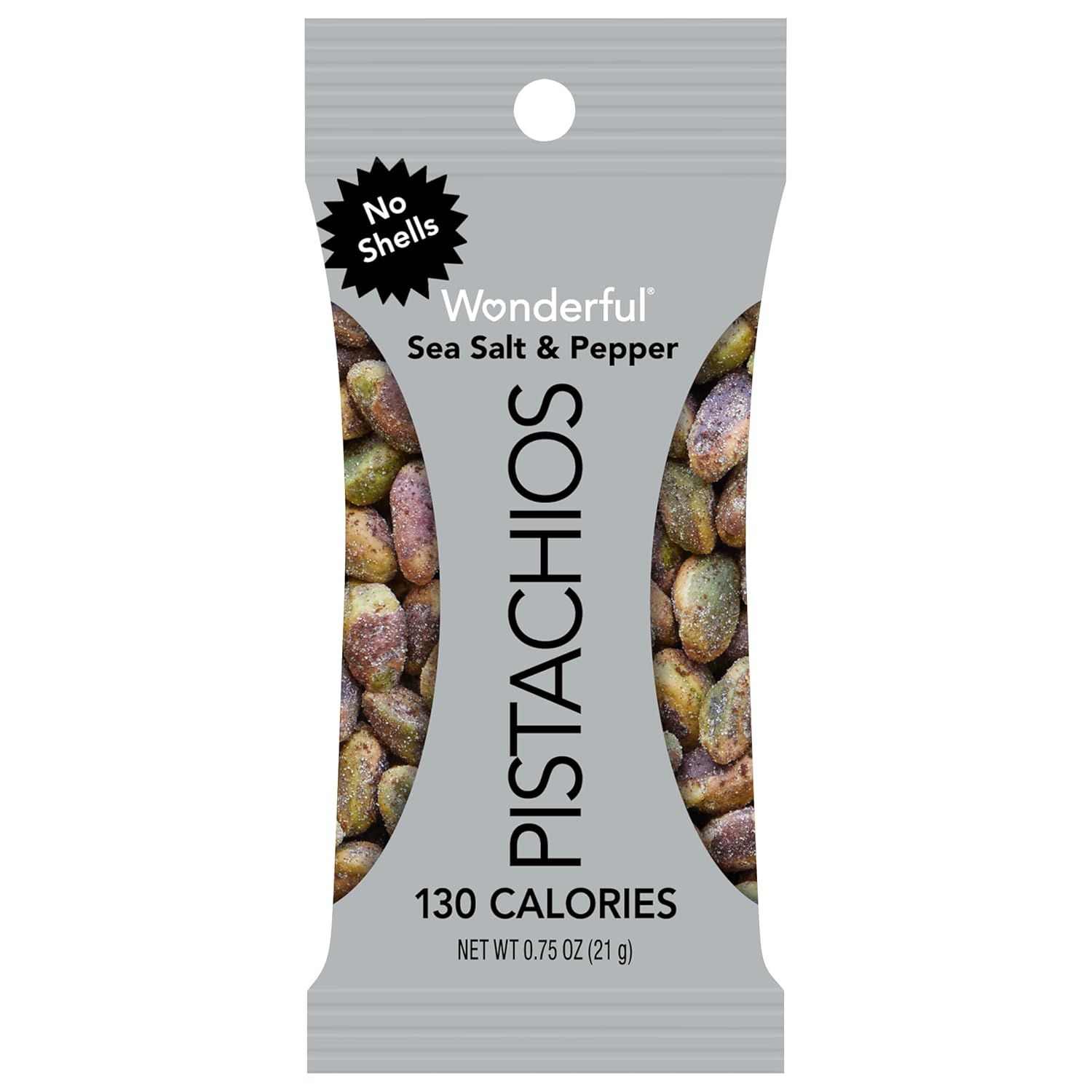 Wonderful Pistachios No Shells, Sea Salt & Pepper Flavored Nuts, 0.75 Ounce Bag (Pack Of 14), Protein Snacks, Gluten Free, Bulk, On-The-Go, Individually Wrapped Healthy Snacks