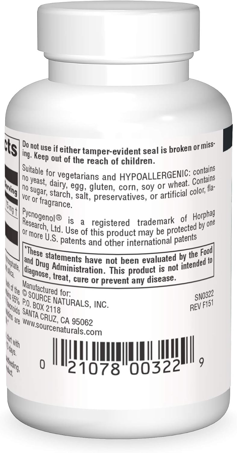 Source Naturals Pycnogenol 75 mg Proanthocyanidin Complex - 30 Tablets