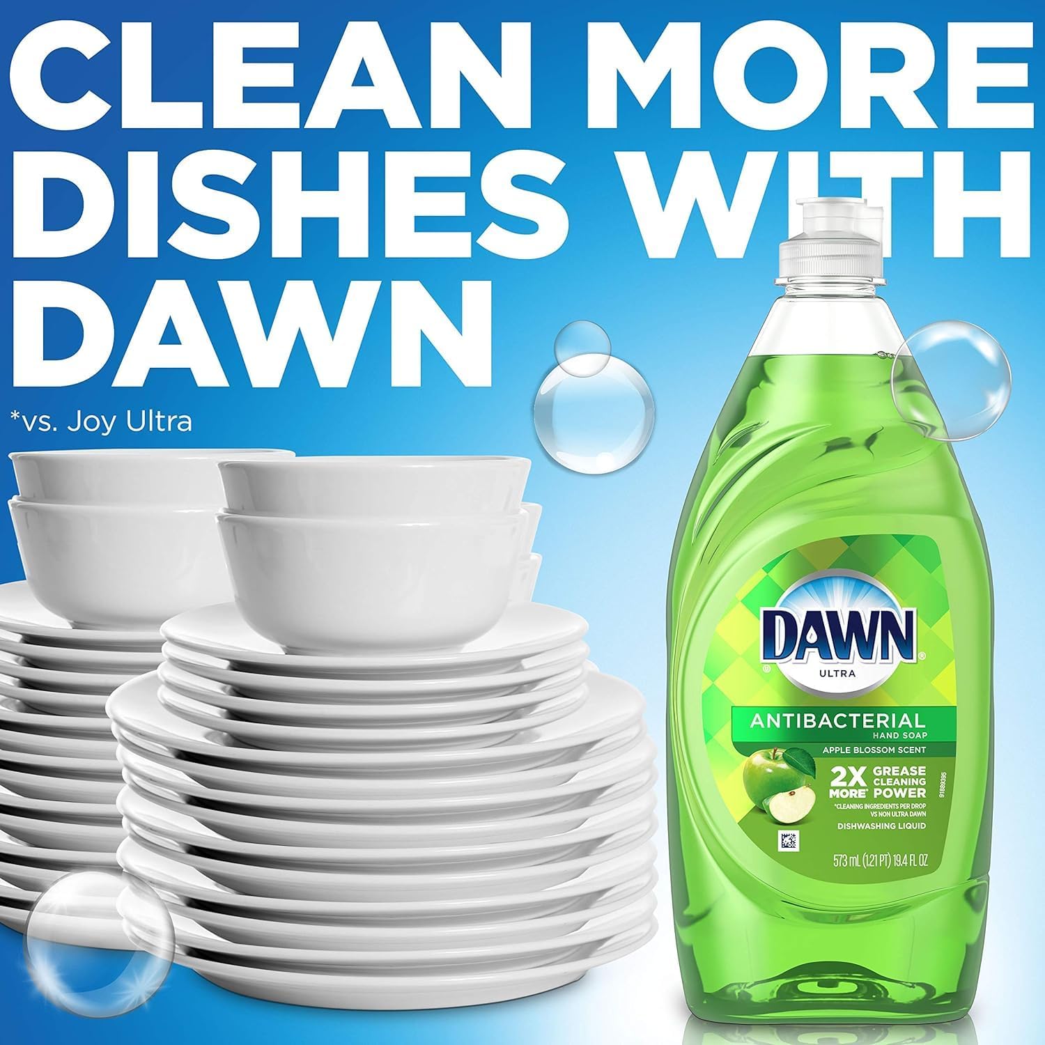 Dawn Dish Soap Ultra Dishwashing Liquid, Apple blossom Scent Dishwasher Detergent, Hand Soap & Dish Soap Refill, 90 FL OZ, Bundled with Dual-Sided Scrubbing Sponge, Duvilo : Health & Household