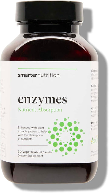 Smarter Nutrition Vegan Digestive Enzymes - Digestion Bloating & Gut Health Support With 16 Multi Enzymes For Nutrient Absorption & Meal Time Comfort For Both Men & Women - 90 Count[30-Day Supply]
