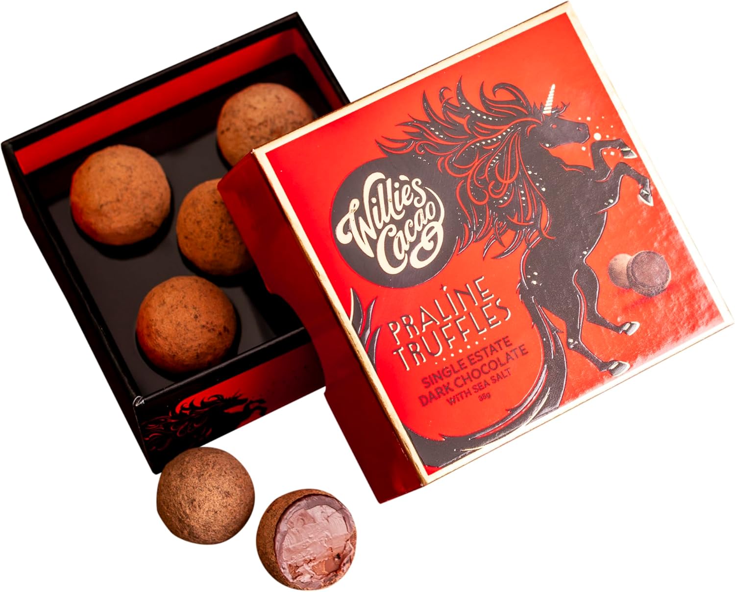 Willie's Cacao - Small chocolate gift box - Dark Chocolate Praline Truffles with Sea Salt - Vegan chocolate truffles - 35g - Single - Artisan Chocolate - 100% Natural : Amazon.co.uk: Grocery