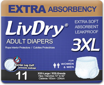 Livdry Adult Incontinence Underwear, Extra Absorbency Adult Diapers, Leak Protection (Xxx-Large (11 Count))