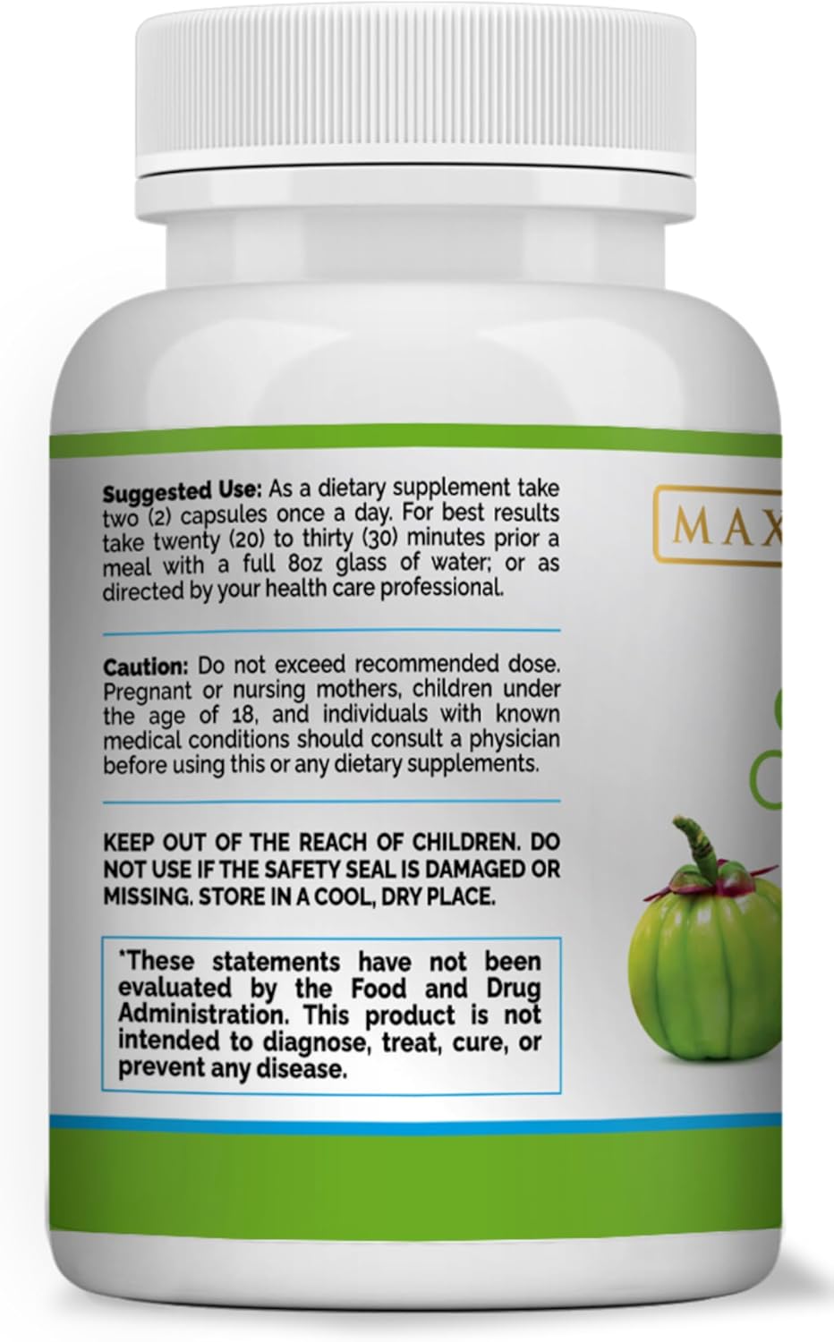 Maximum Slim 100% Pure Garcinia Cambogia Supplement - Hca Extract - Weight Support Formula For Men & Women - Non-Gmo, Gluten Free - 60 Capsules : Health & Household