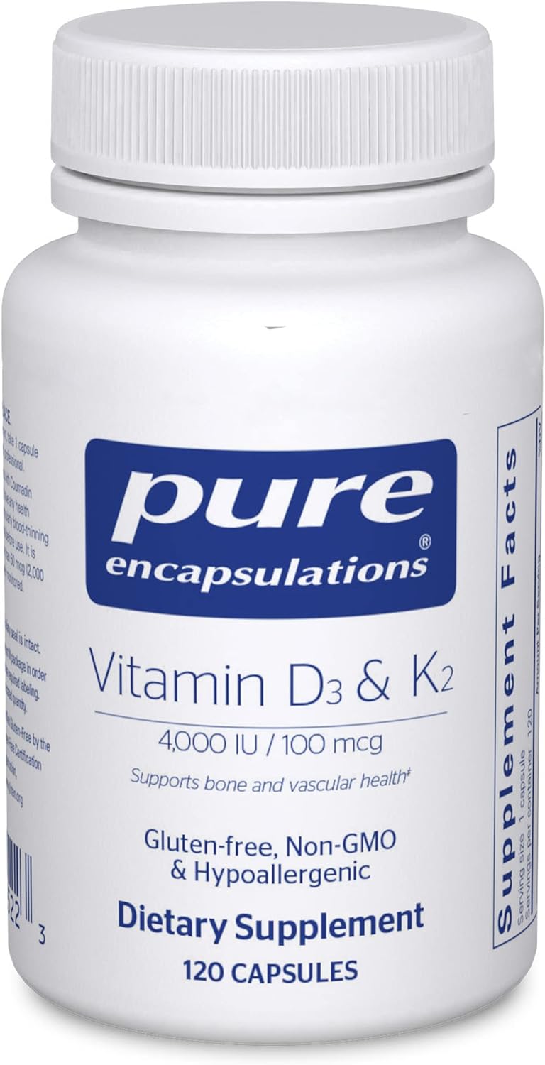 Pure Encapsulations Vitamin D3 & K2 | Bone and Vascular Health Support | 120 Capsules