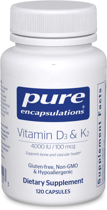 Pure Encapsulations Vitamin D3 & K2 | Bone and Vascular Health Support | 120 Capsules