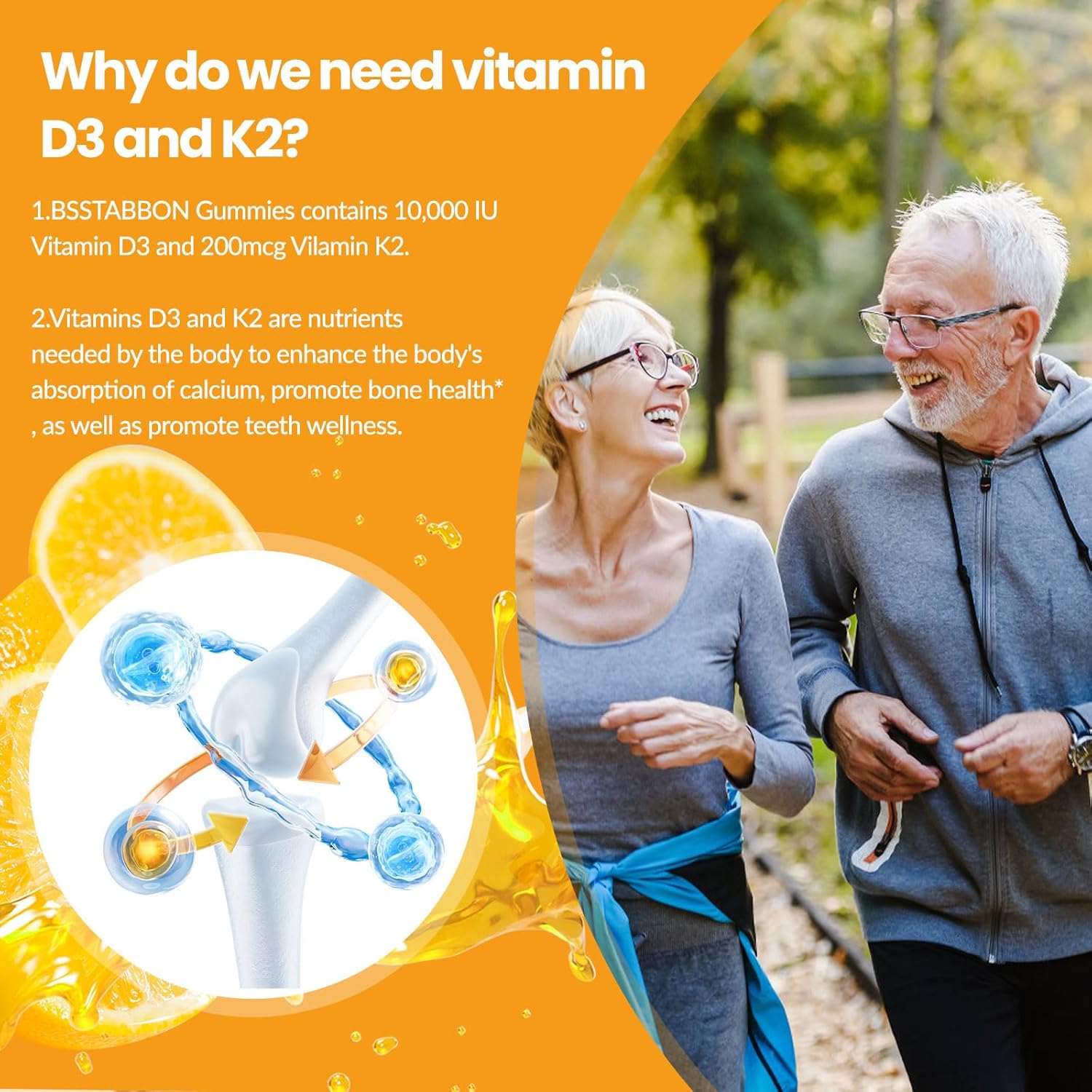 Bsstabbon Vitamin D3 & K2 Vitamin D3, 250 Mcg - Vitamin K2, 200 Mcg With Calcium And Magnesium Immune System Support Supplements - Non-Gmo & Gluten-Free Supplements (60 Count) : Health & Household