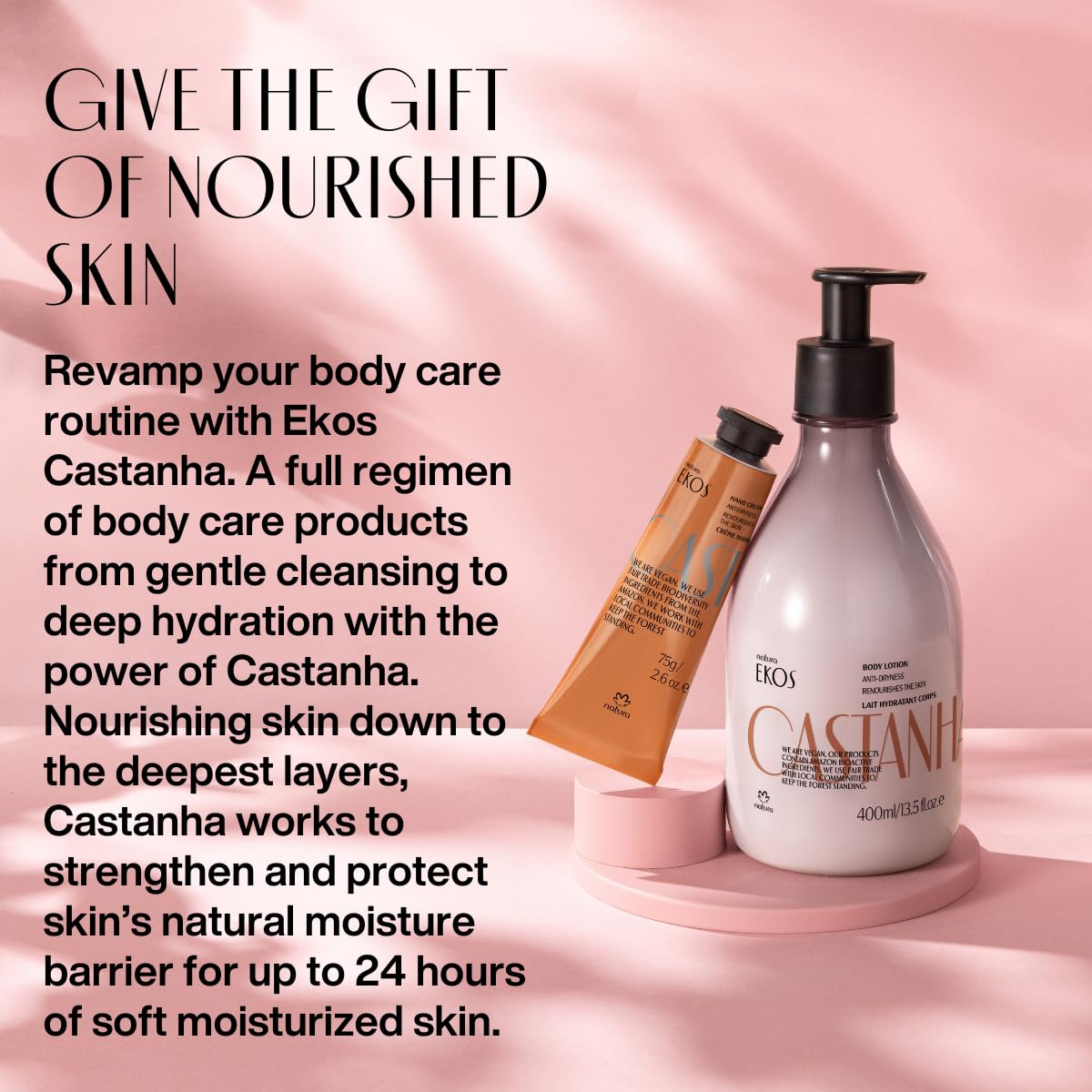 Natura - Ekos Castanha Collection Bio-Beauty Gift Set (4 Products) - Body Lotion, Hand Cream, Foot Cream, Shower Gel - Gift Box - Vegan Skin Care - Brazilian Beauty Secrets - Self Care & Body Care : Beauty & Personal Care
