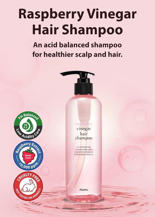 A’Pieu Raspberry Vinegar Hair Shampoo 16.9 Fl.Oz / 500 Ml - Dandruff & Clarifying Shampoo | Scalp Treatment I Korean Hair Care I Balances Ph, Removes Buildup, Soothes Scalp