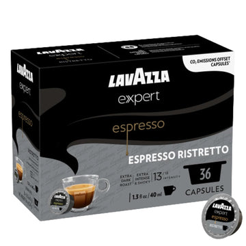 Lavazza Expert Espresso Ristretto Coffee Capsules, Very Intense, Extra Dark Roast, Arabica, Robusta, Notes Of Caramel, Intensity 13 Out 13, Espresso, Blended And Roasted In Italy, (36 Capsules)