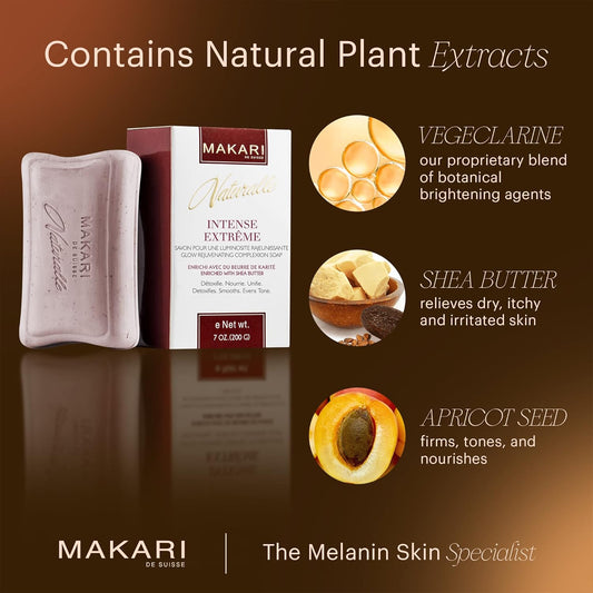Makari Naturalle Intense Extreme Skin Brightening Soap 7Oz. – Exfoliating, Purifying; Glow Rejuvenating Bar Soap With Shea Butter; Spf 15– Anti-Aging Cleansing For Dark Spots, Acne Scars; Wrinkles