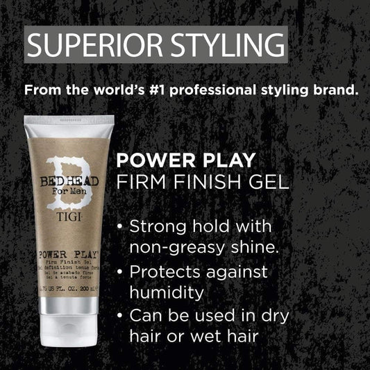 Bed Head For Men By Tigi - Power Play Mens Hair Gel - Strong Hold - Hair Styling - 200 Ml (Pack Of 2)