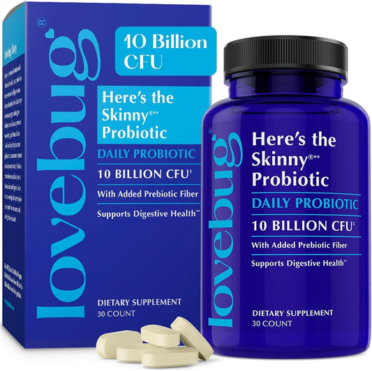 Lovebug Here'S The Skinny | Helps With Constipation, Gas & Digestive Upset | Multi-Strain 10 Billion Cfu