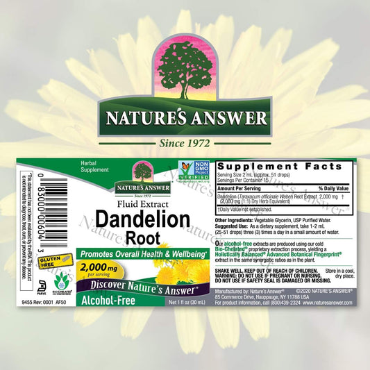 Nature's Answer Alcohol-Free Herbal Supplement, Dandelion Root, 1-  - 2 count