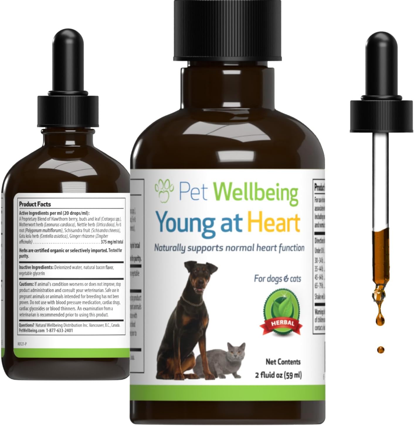 Pet Wellbeing Young At Heart For Dogs - Vet-Formulated - Supports Cardiovascular System | Heart & Circulatory Health - Natural Herbal Supplement 2 Oz (59 Ml)