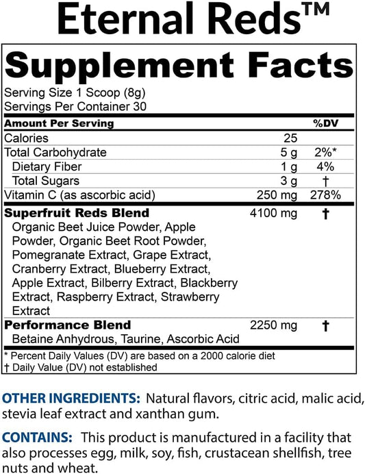 Biotrust Eternal Reds, Red Superfoods Powder, Support For Heart Health And Circulation, Energy, Stamina, No Added Sugar Or Caffeine, Naturally Flavored And Sweetened, Berry Flavor (30 Servings)