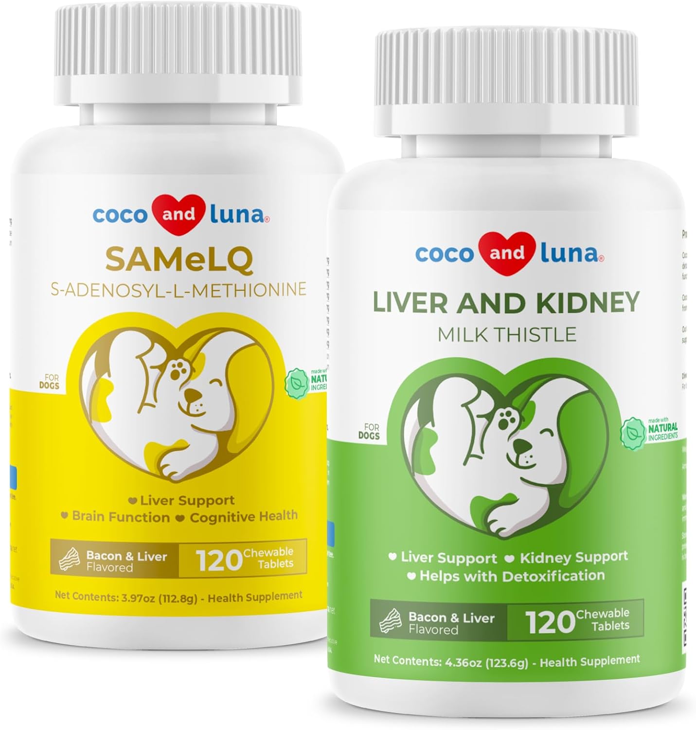 Same And Silymarin For Dogs - Milk Thistle And S-Adenosyl-L-Methionine Bundle - Promotes Liver Support & Cognitive Health - Fish Oil And Complex B Vitamins