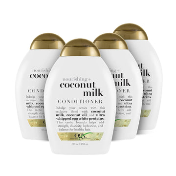 Ogx Nourishing Coconut Moisturizing Conditioner For Strong & Healthy Hair, With Coconut Oil & Egg White Protein, Paraben-Free, Sulfate-Free, 13 Oz (Pack Of 4)