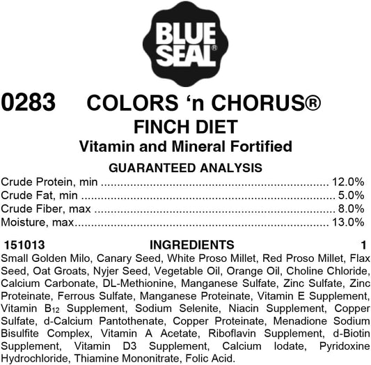 Blue Seal Colors ‘N Chorus Finch Bird Feed | Premium Seeds And Ingredients For A Nutritious And Tasty Diet | 50 Pound Bag