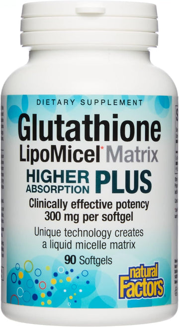 Natural Factors, Glutathione LipoMicel Matrix, 300 mg, Offers Higher Absorption & Powerful Antioxidant Support, 90