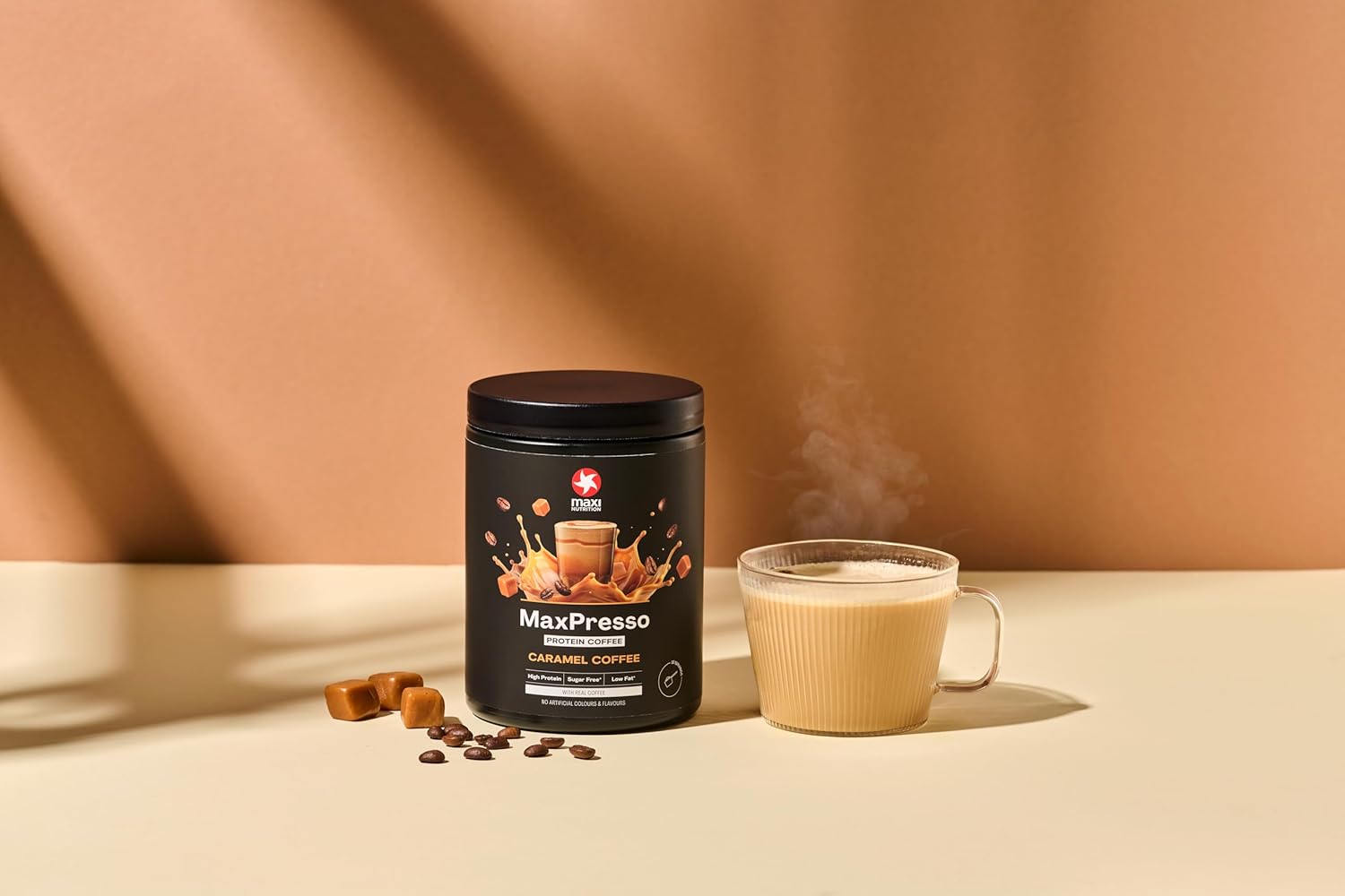 MaxiNutrition MaxPresso Caramel, Protein Coffee, Whey Protein Powder, 21 g Protein per Serving, Sugar-Free & Low-Fat, Mix Warm or Cold : Amazon.co.uk: Health & Personal Care