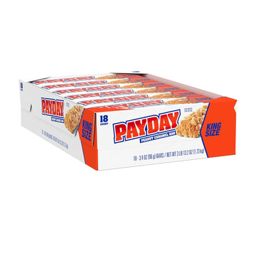 Payday Peanut Caramel King Size, Candy Bars, 3.4 Oz (18 Count)