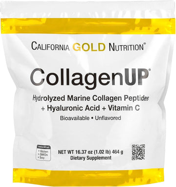 California Gold Nutrition Collagenup®, Hydrolyzed Marine Collagen Peptides With Hyaluronic Acid And Vitamin C, Unflavored, 1.02 Lb (464 G)