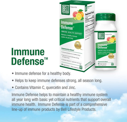 Bell Immune Defense, Immune Support Supplement | A Natural Herbal Supplement to Protect & Boost The Immune System- Unique Blend of Vitamin C, Zinc and Quercetin | 60 Veggie Capsules