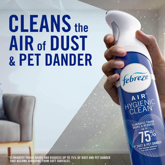 Febreze Air Freshener, Air Effects Hygienic Air Cleaning Spray, Clean Splash Scent, 8.8 Oz. Aerosol Can (Pack of 3)