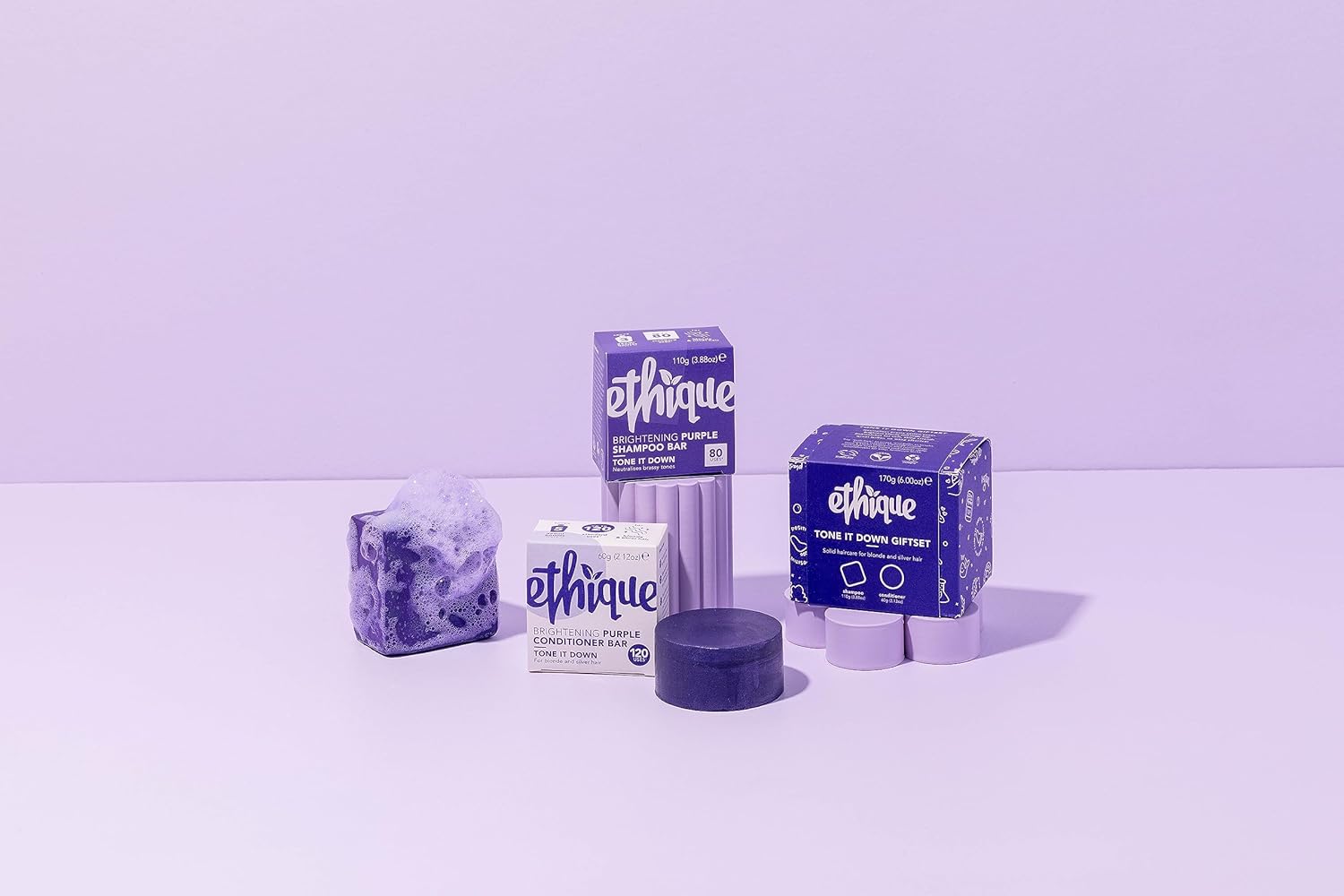 Ethique Tone it Down Giftpack - Purple Shampoo for Blonde Hair and Gray Hair & Conditioner Bar Set - Vegan, Eco-Friendly, Plastic-Free, Cruelty-Free 6 oz (Set of 2) : Beauty & Personal Care