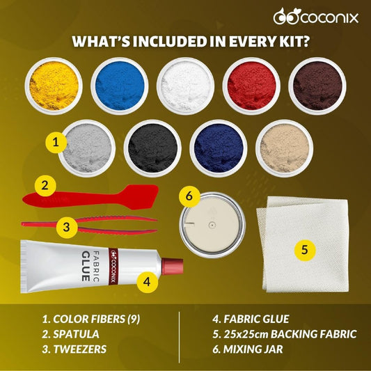 Coconix Fabric and Carpet Repair Kit - Repairer of Your Car Seat, Couch, Furniture, Upholstery or Jacket - Fixes Cigarette Burn Holes, Tear or Rips. Super Easy Instructions to Match Any Color, Pattern