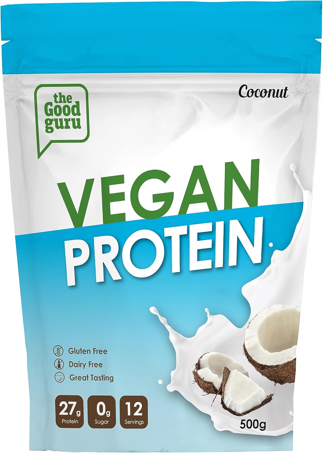The Good Guru -Vegan Protein Powder Coconut 500g - 12 Servings Plant-Based Protein Shake | Natural Vegan Protein | Gluten Free : Amazon.co.uk: Health & Personal Care
