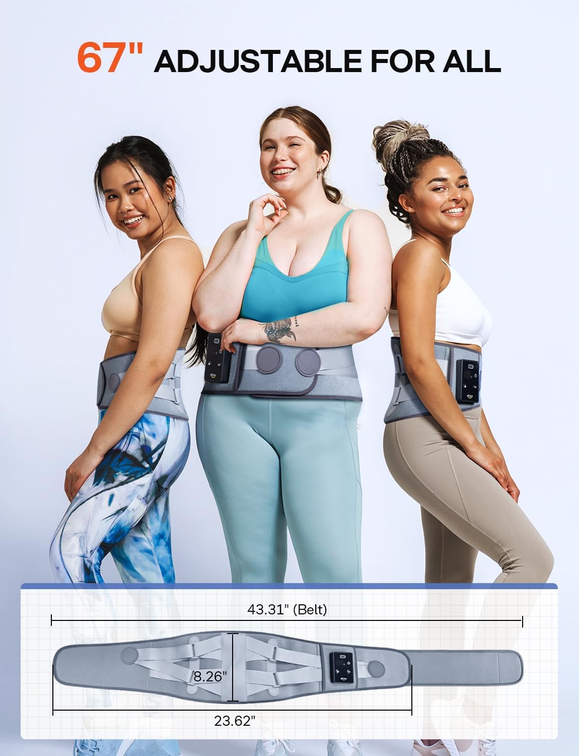 Alljoy 67" Cordless Heating Pad For Back Pain Relief Fsa Hsa Eligible, Birthday Gifts For Women Men Mom Dad, Portable Lower Back Massager With 3 Heat 5 Vibration, Wireless Heating Pad For Cramps : Health & Household