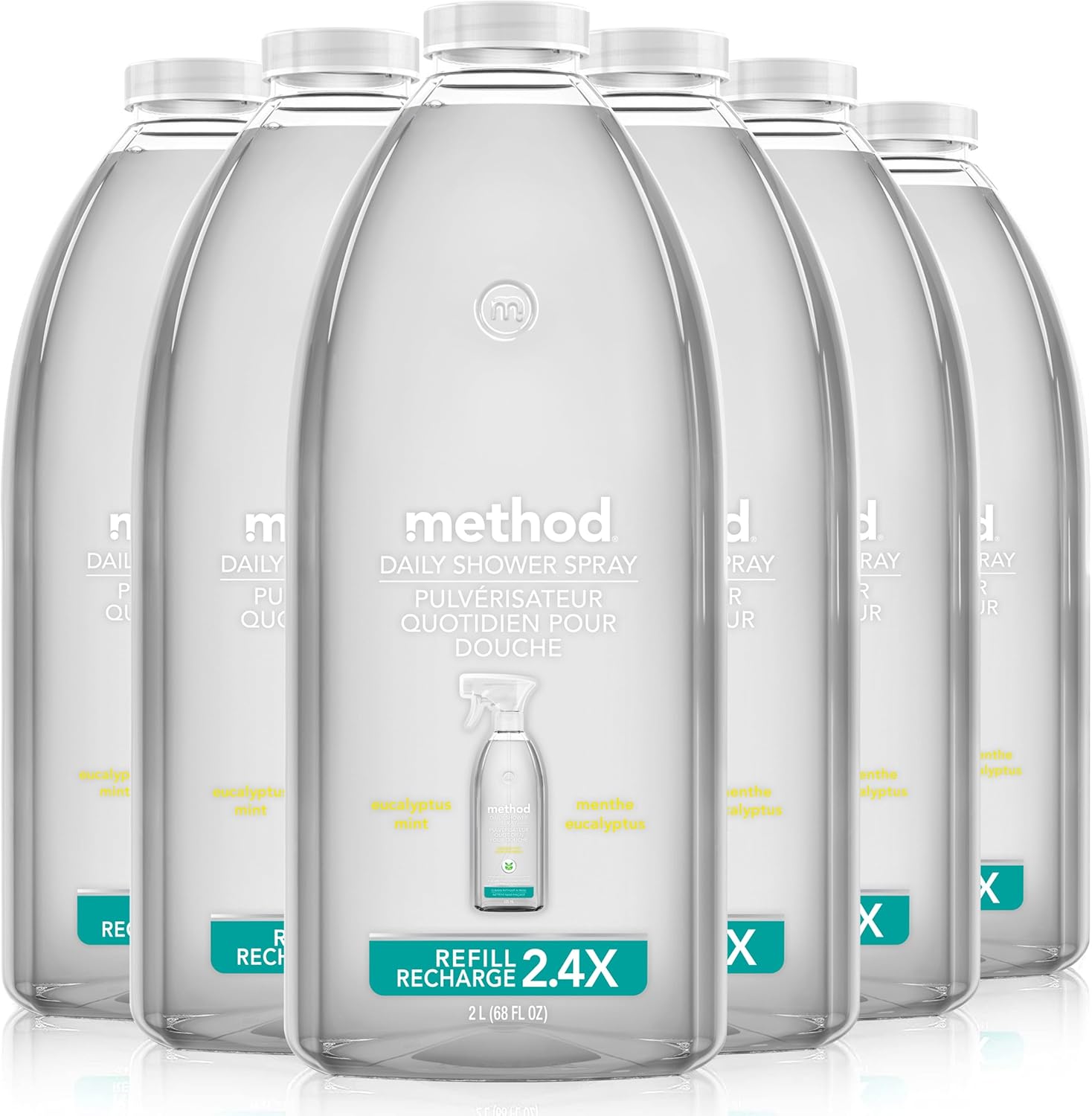 Method Daily Shower Spray Cleaner Refill; Eucalyptus Mint; 68 Ounce; 6 Pack; Packaging May Vary