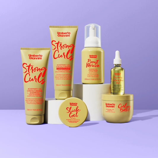 Umberto Giannini Grow Long Wash & Style Kit - Shampoo, Conditioner, Blow Dry Spray & Serum - Vegan & Cruelty Free Root Stimulating Hair Growth Kit For Hair Loss, 4 Piece Set