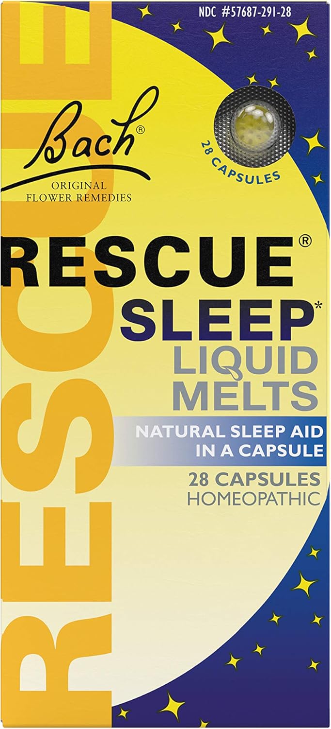 Bach Rescue Sleep Liquid Melts, Natural Orange Vanilla Flavor, Natural Sleep Aid, Stress Relief, Homeopathic Flower Essence, Free Of Melatonin, Gluten & Sugar, Non-Alcohol, Non-Narcotic, 28Ct
