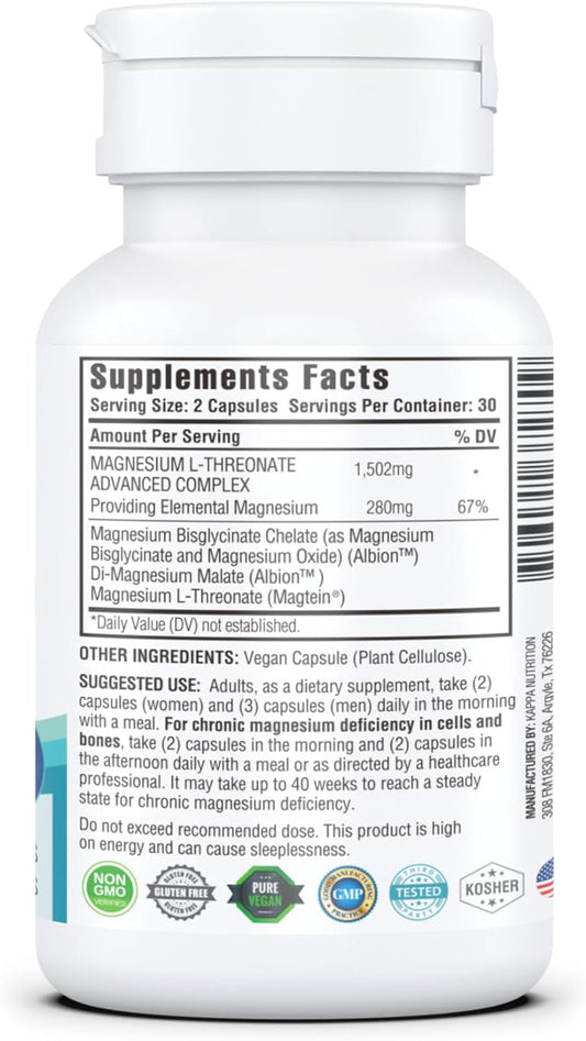 Magnesium L-Threonate (60 Capsules (Package of 1)