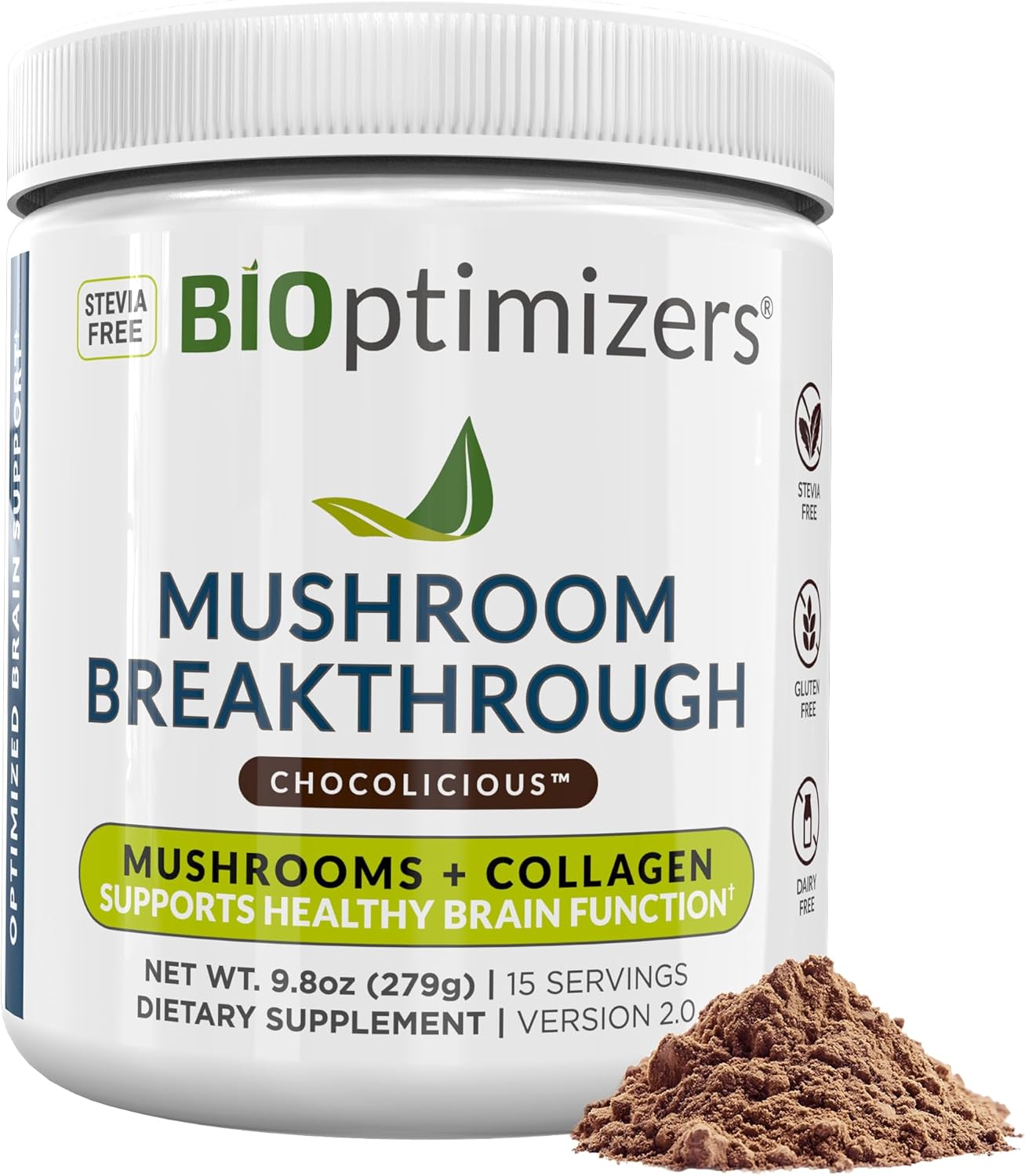 Bioptimizers Mushroom Coffee Alternative – Salted Caramel Drink – Lion’S Mane, Chaga, Reishi + Collagen Peptides For Focus, Energy & Gut Health – Adaptogenic Mushrooms & Mct Powder – 15 Servings