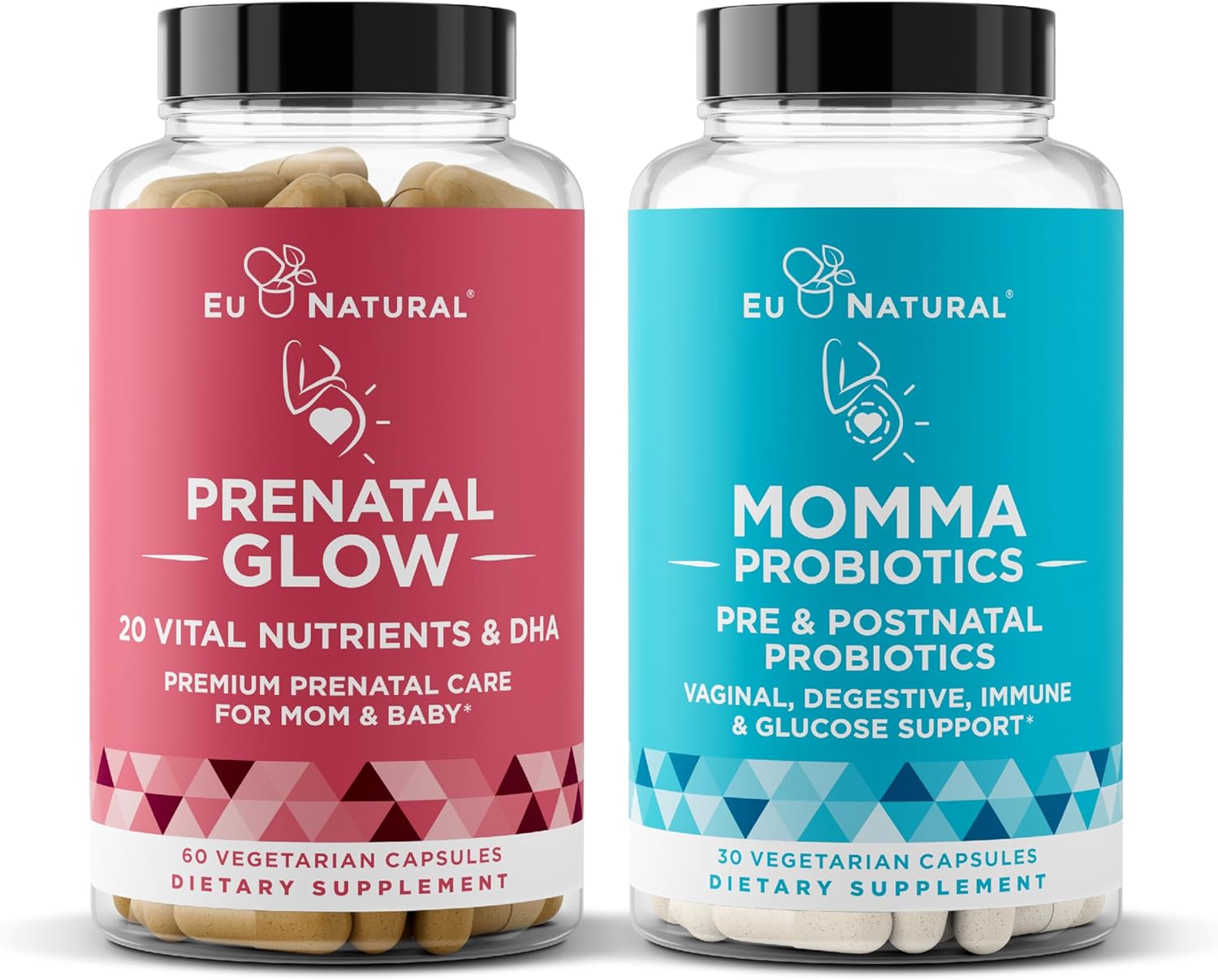 Natural Prenatal Bundle – Glow Prenatal Multivitamin – Momma Probiotics For Mom & Baby