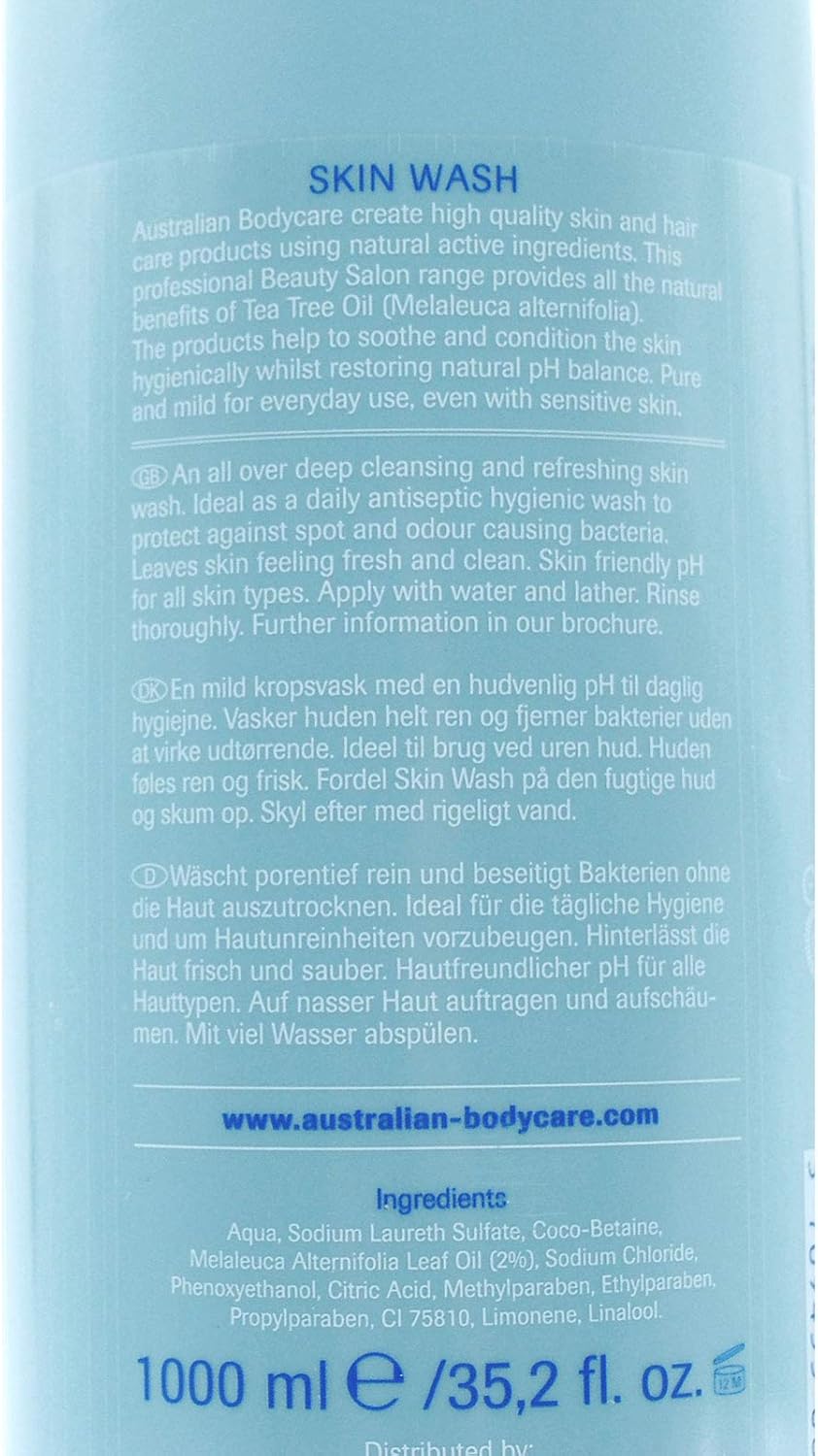 Australian Bodycare Tea Tree Oil Antiseptic Skin Wash 1000Ml Inc Pump