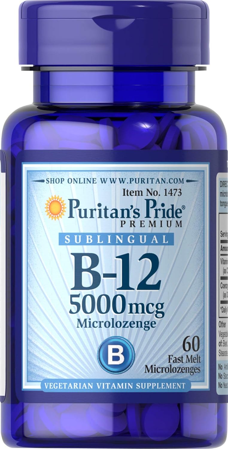 Puritan'S Pride Vitamin B-12 Helps Convert Food Into Energy* 5000 Mcg Sublingual- Microlenges, 60 Count (Pack Of 1)
