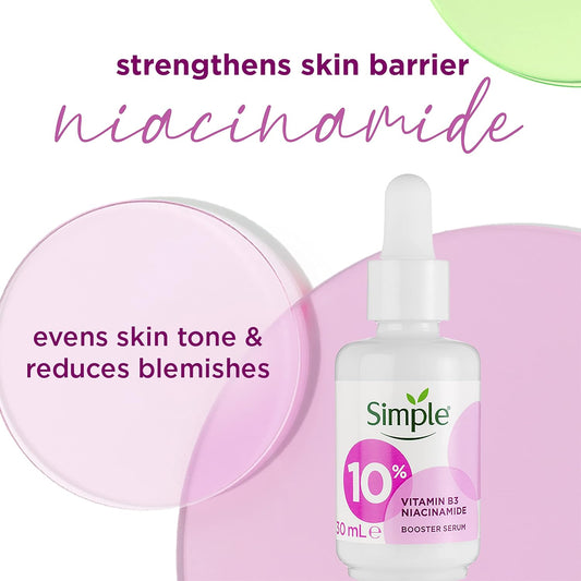 Simple 10% Niacinamide (Vitamin B3) Booster Serum Serum Skin Care Product Suitable For All Skin Types For Even Skin Tone And Texture 30 Ml