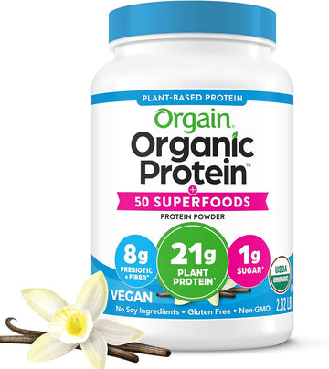 Orgain Organic Protein + Superfoods Powder, Vanilla Bean - 21g of Prot