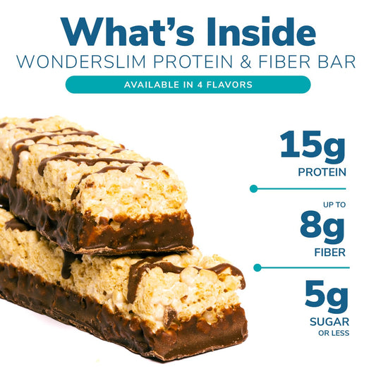 WonderSlim Protein & Fiber Bar, Fluffy S'more Crisp, Gluten Free, Keto Friendly & Low Carb (7ct)