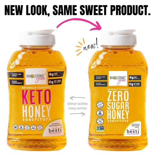 Wholesome Yum Zero Sugar Honey Substitute (Keto Honey) - Natural Sugar Free Honey Alternative With Monk Fruit & Allulose - Zero Net Carbs, Non Gmo, Gluten Free, No Aftertaste (11 Oz)