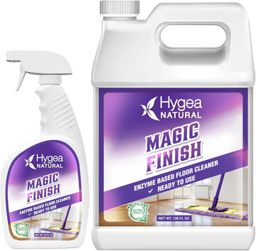 Magic Finish Natural Enzyme-Based No Rinse Floor Cleaner Eats Away Grease Buildup In Tile And Grout- Biodegradable Formula (24 Oz+Gallon Reill)